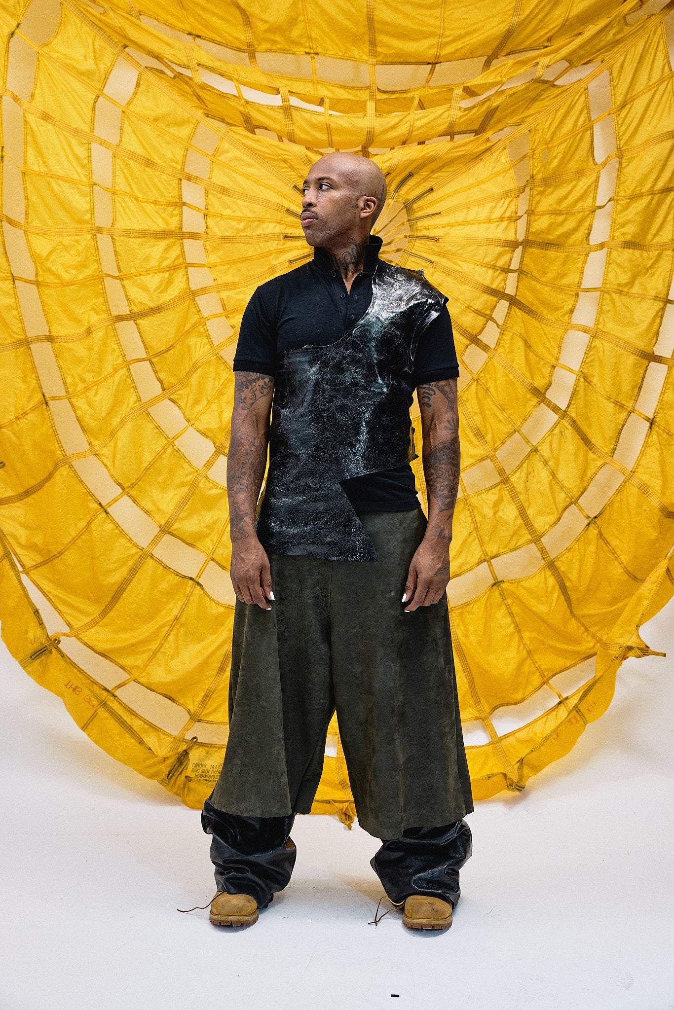 0024 RAW CUT LEATHER POLO SHIRT