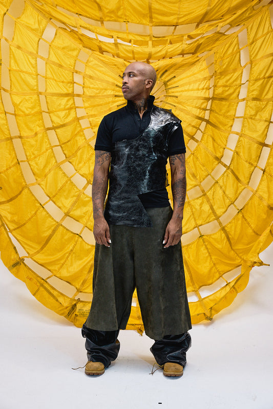 0024 RAW CUT LEATHER POLO SHIRT